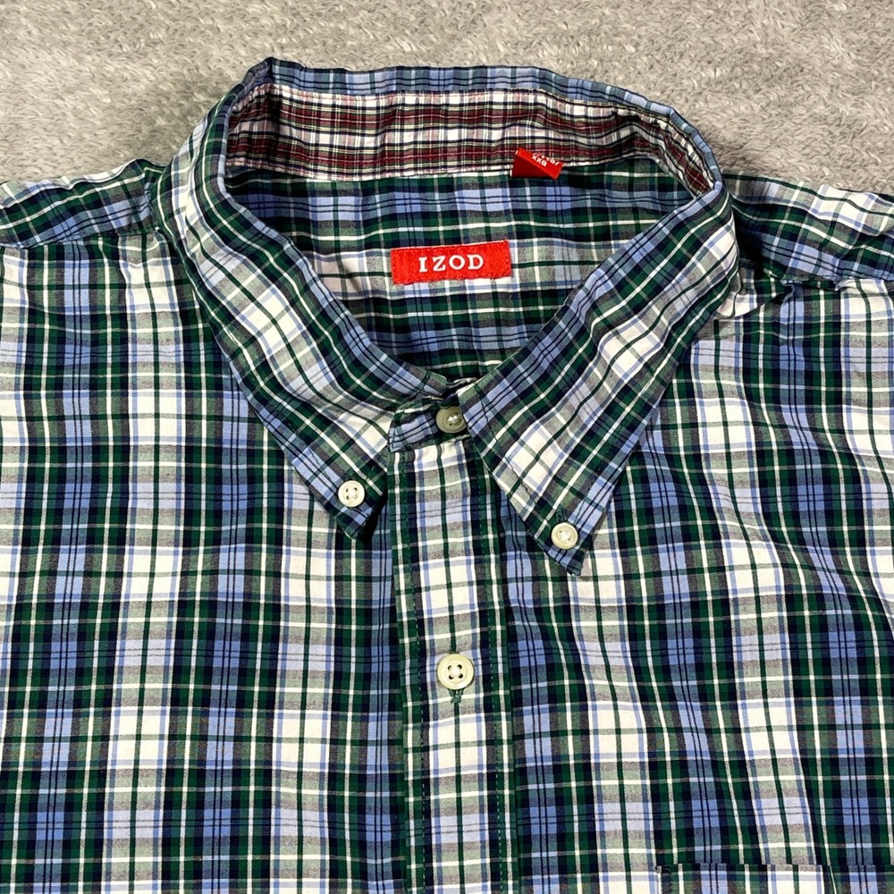 IZOD Heritage Tartan‎ Plaid XXL Button Down Shirt Men's Checkered Green Barn